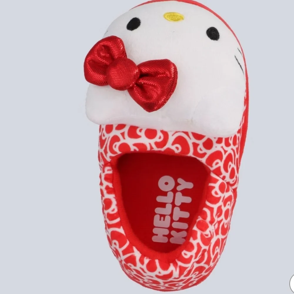 Hello Kitty Kids Slippers - Red and White Size 7-8T